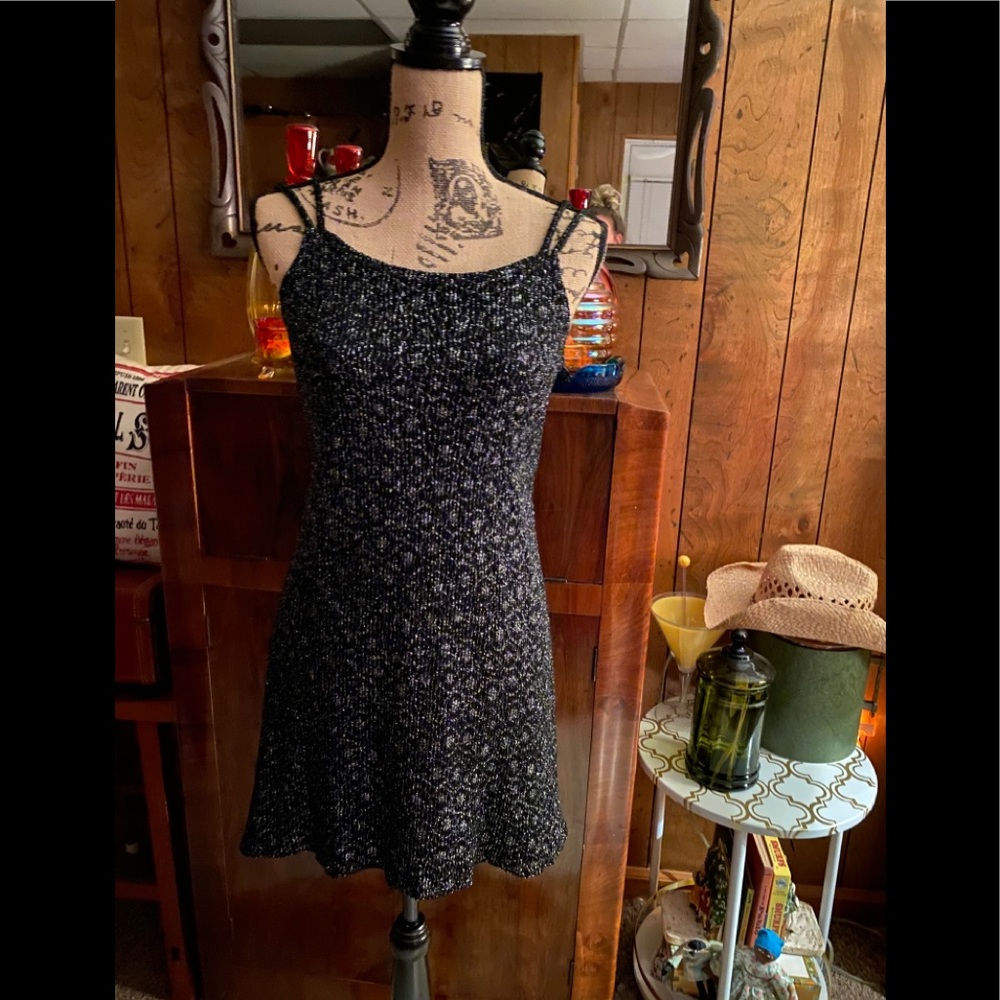 Vintage little black and silver cocktail dress